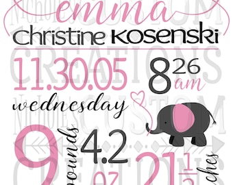 Customized Birth Stats SVG