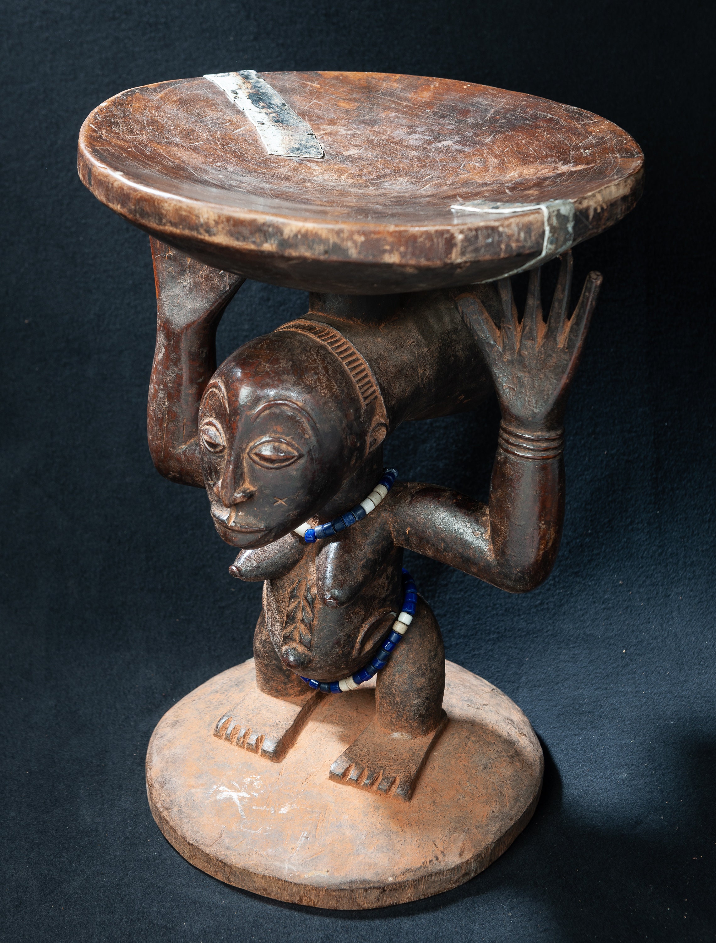 Luba Caryatid Stool with Female Figure Democratic Republic of