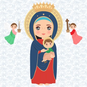Onze Lieve Vrouw van Altijddurende Bijstand, Onze Moeder, Heilige Maagd Maria schattige clipart met commerciële licentie, Home Decor, religieuze clipart