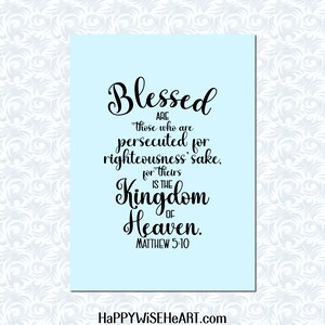 Matthew 5:10 Blessed are those Persecuted Bible Verse SVG with commercial license, Printable Christian Art Gift, Cut File, Vector Graphics image 10