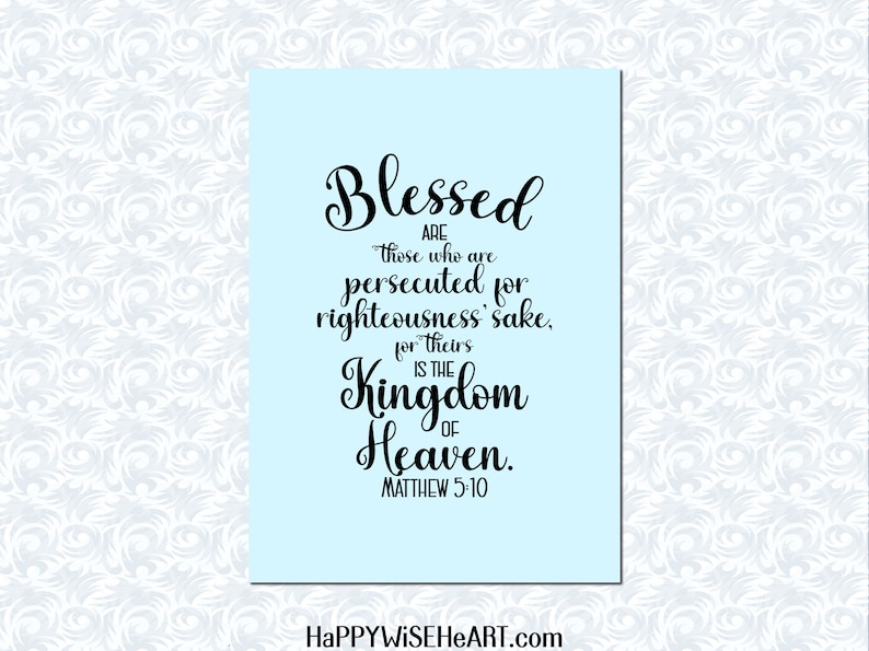 Matthew 5:10 Blessed are those Persecuted Bible Verse SVG with commercial license, Printable Christian Art Gift, Cut File, Vector Graphics image 10