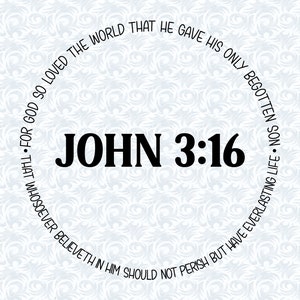 Johannes 3:16 KJV want God hield zo van de wereld ronde gevormde Bijbelvers SVG met commerciële licentie, christelijke kunst cadeau, gesneden bestand, vectorafbeeldingen
