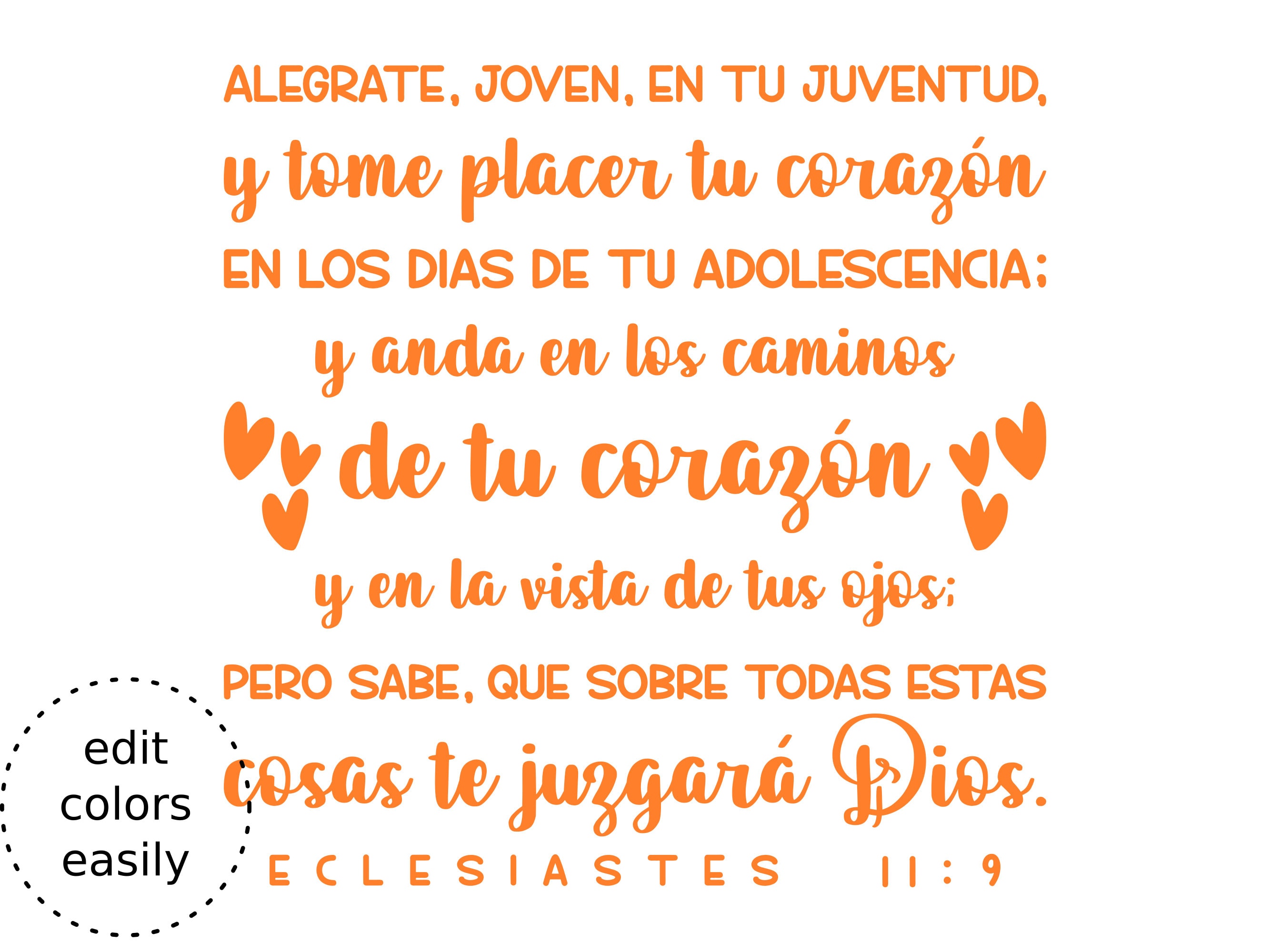 Eclesiastés 11:9 Alégrate, Joven, en tu Juventud Bible Verse SVG con  licencia comercial, regalo de arte cristiano, archivo cortado, gráficos  vectoriales - Etsy México, image size:2667x2000