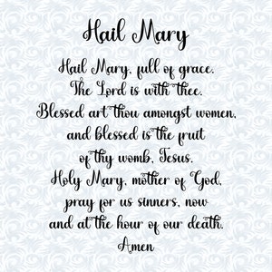 Wees gegroet Maria vol genade gebed SVG met commerciële licentie, Christian Wall Art Gift, Home Decor, Cut File, Vector Graphics