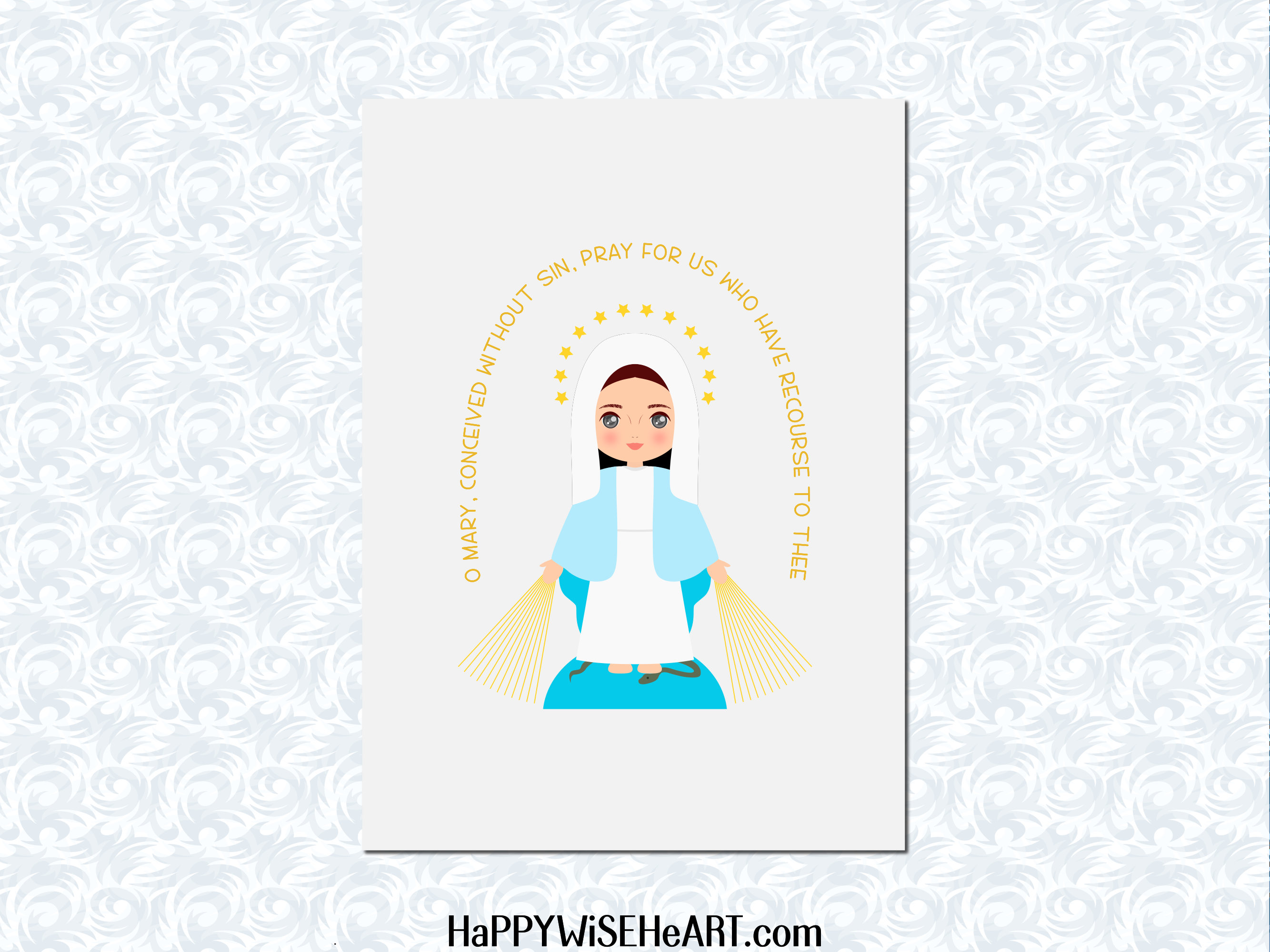 Virgin Mary Clipart: Miraculous Medal, Religious Theme (digital