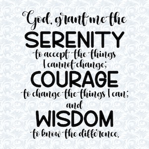 Serenity Prayer God Grant Me SVG avec licence commerciale, Christian Art Gift, Home Nursery Wall Decor, Cut File, Vector Graphics
