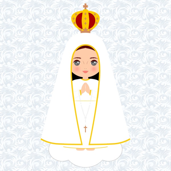 Our Lady of Fatima, Nossa Senhora de Fatima, Virgin Mary cute Clipart with Commercial License, Blessed Virgin Mary