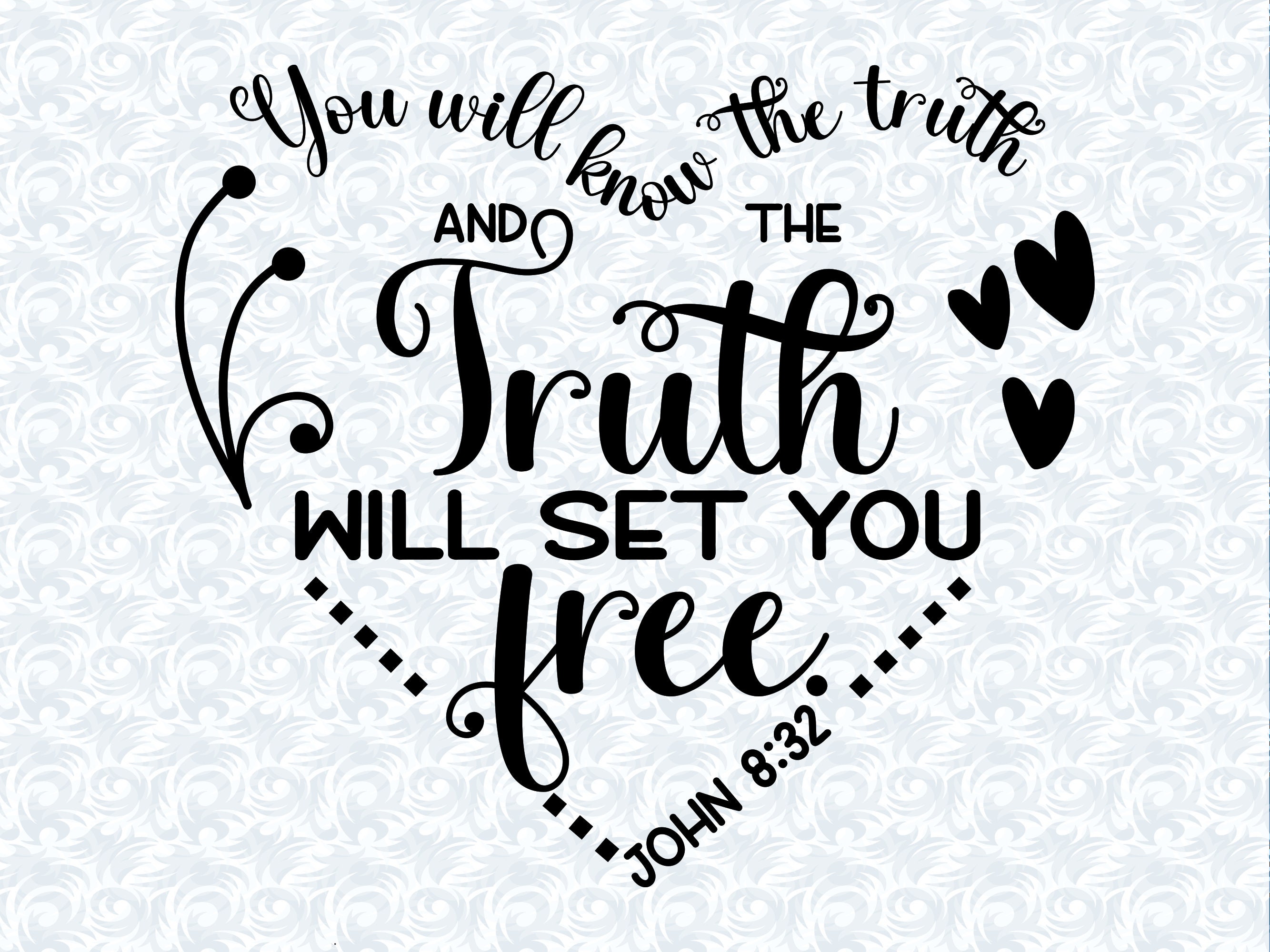 John 8:32 Bible Verse SVG, Christian Art, Commercial License - Etsy