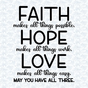 Faith Makes All Things Possible Quotes SVG with Commercial License, Christian Printable Art Gift, Cut File, Vector Graphics