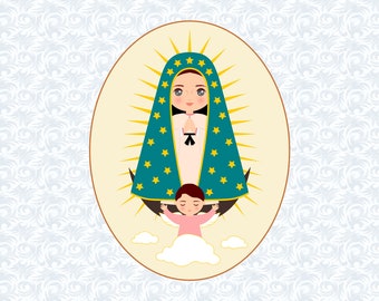 Our Lady of Guadalupe Clipart: La Morenita, Catholic (Digital Download)
