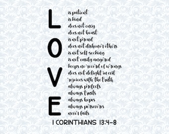 1 Corinthians 13:4-8 Love is Patient Love is Kind Bible Verse SVG with Commercial License, Printable Christian Art Gift, Cut File, Vector