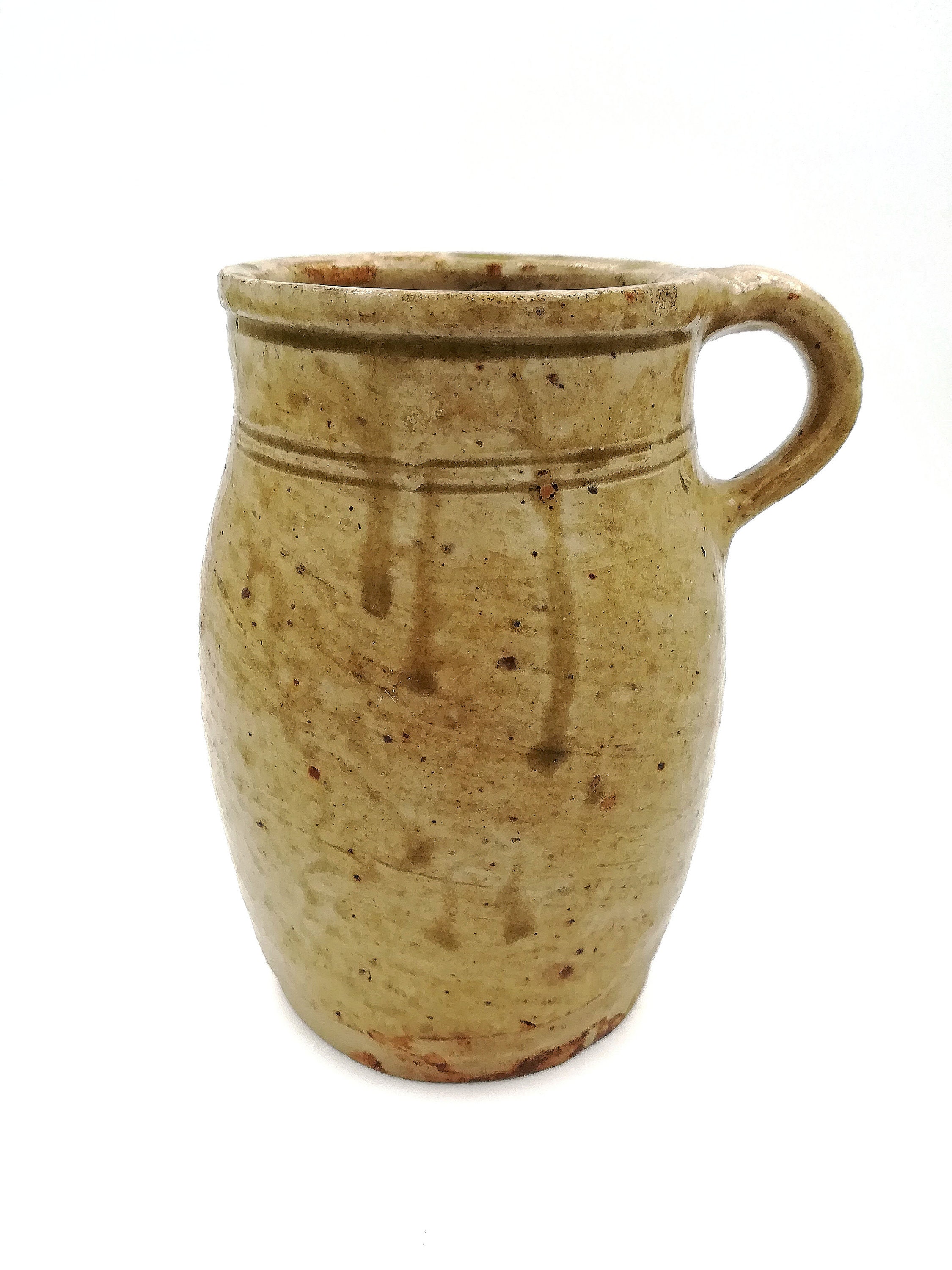 Pichet, Grès, Vernissée, Xixème, Parfait État, Fabrication Française, Fait Main