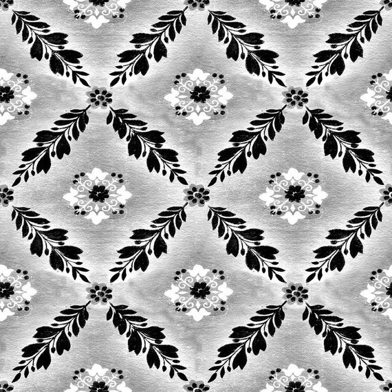 Black and White Floral Wallpaper Digital Paper Instant Etsy