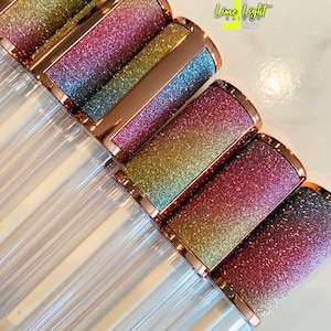 10 Rainbow/Glitter & Rose Gold Wholesale Empty Lip Gloss Tube with Applicator Wand- Luxury pieces