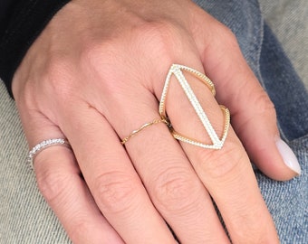 Sterling Silver, Statement Ring, Cubic Zirconia Stones, Sebebo Jewelry, Gold Plated Ring
