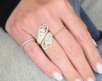 Sterling Silver, Statement Ring, Cubic Zirconia Stones, Sebebo Jewelry, Gold Plated Ring