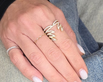 Sterling Silver, Statement Ring, Cubic Zirconia Stones, Sebebo Jewelry, Gold Plated Ring