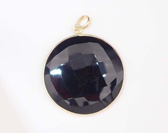 Gold Vermeil Sterling Silver Faceted Onyx Pendant, Sebebo Jewelry