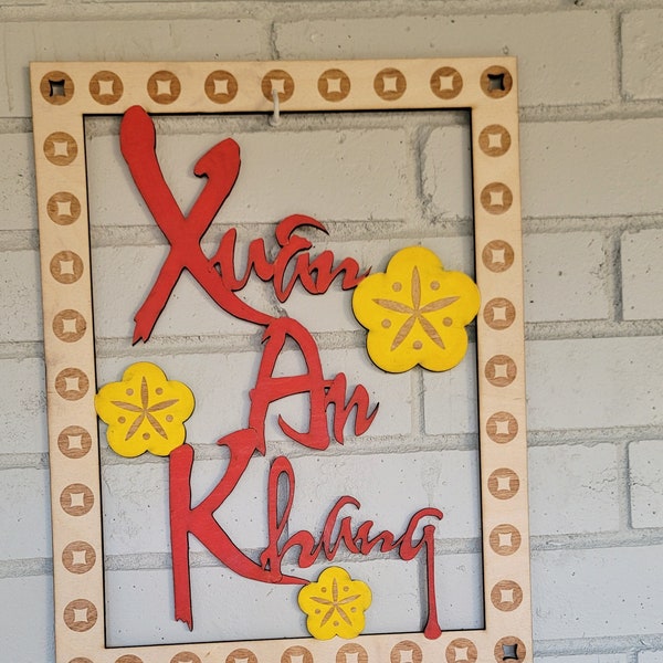 1 Frame Dragon Tet Xuan An Khang Viet Nam Decoration 2024 | Happy Lunar New Year Couplet Tet |Decoration Door Hanging Tet Viet Nam,