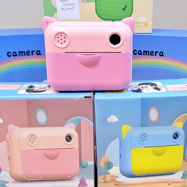 Kid Cat style Camera Instant Print HD Digital 1080 pixel 32GB Memory card included, Perfect birthday, Camera for kid,  gifts Boy Girl