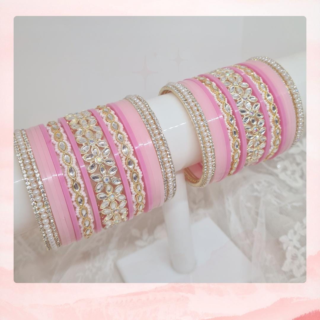 Buy Pastel Pink Wedding Chura: Bollywood Bangles, Indian Bridal