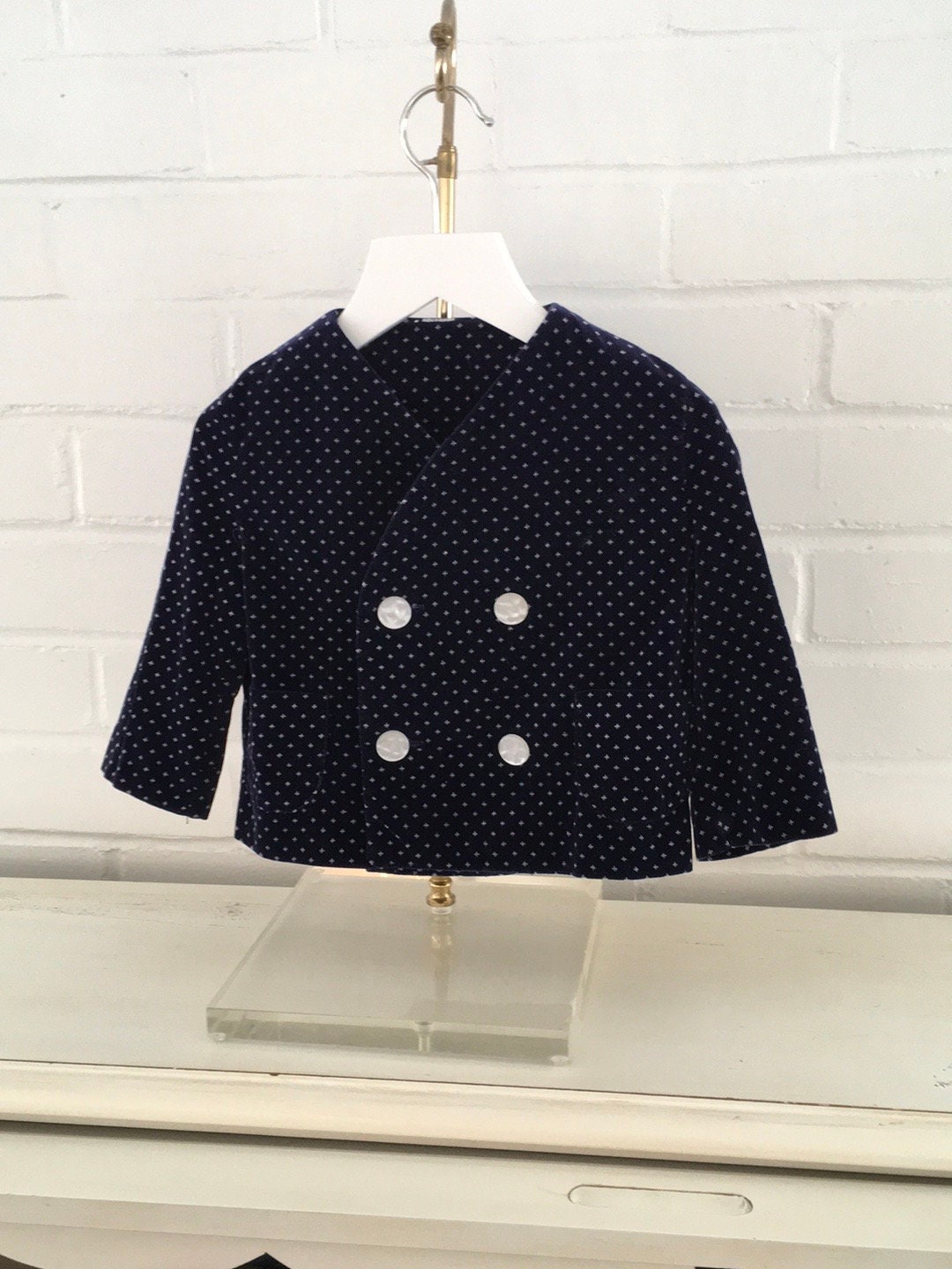 Vintage Baby Jacket, Vintage Velvet Jacket, Double Breasted Jacket, Holiday Baby Jacket