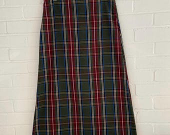 women’s size 8-10 old-style classic traditional wool plaid full-length a-line christmas skirt