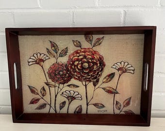 Floral Decorative Tray, Botanical Serving Tray, Cottagecore Home Decor