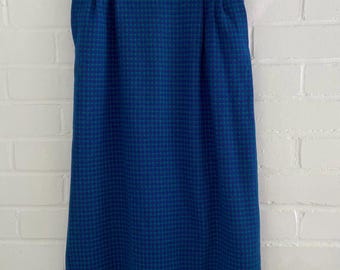 Women’s Petite Pendleton Classic Traditional Size 6 Turquoise And Purple Herringbone Check Winter Warm Luncheon Work Professional Long Skirt