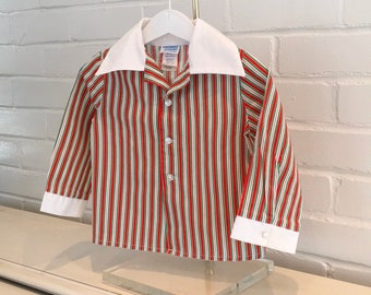 Vintage Toddler Shirt, Striped Shirt, Holiday Shirt, Vintage Dress Shirt, Boy Vintage, Toddler Boy, Collard Shirt, Christmas Vintage