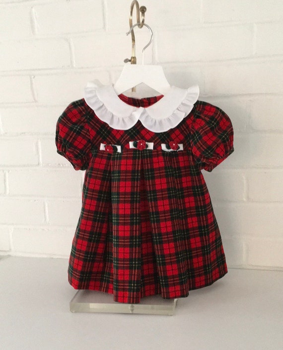 Baby Girl Christmas Dress, Tartan Plaid Baby Dress