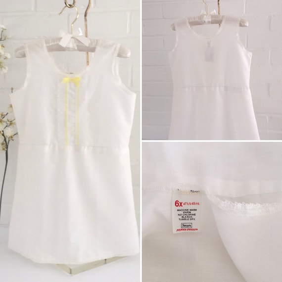 girls vintage slip dress, white slip, white dress… - image 1