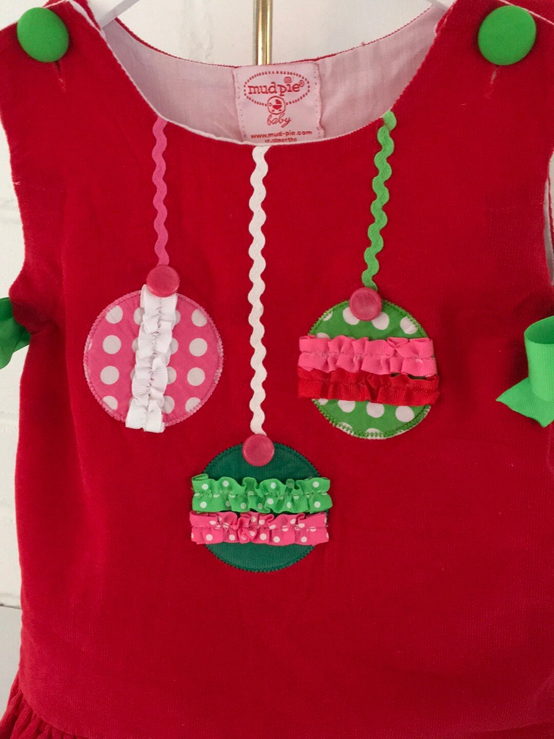 Mud Pie Classic Old Style Girl Toddler Baby Red and Green Sleeveless Jumper Style Christmas Ornament Dress Size 12 18 Months Etsy