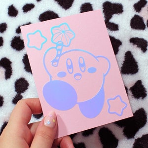 Kirby Star Wand-Vinyl-Aufkleber | Autoaufkleber | Auto, Motorrad | Laptop, Wasserflasche | Niedlich, Kawaii | Holographisch