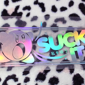 Kirby SUCK IT Vinyl-Aufkleber | Autoaufkleber | Auto, Motorrad | Laptop, Wasserflasche | Niedlich, Kawaii | Holographisch