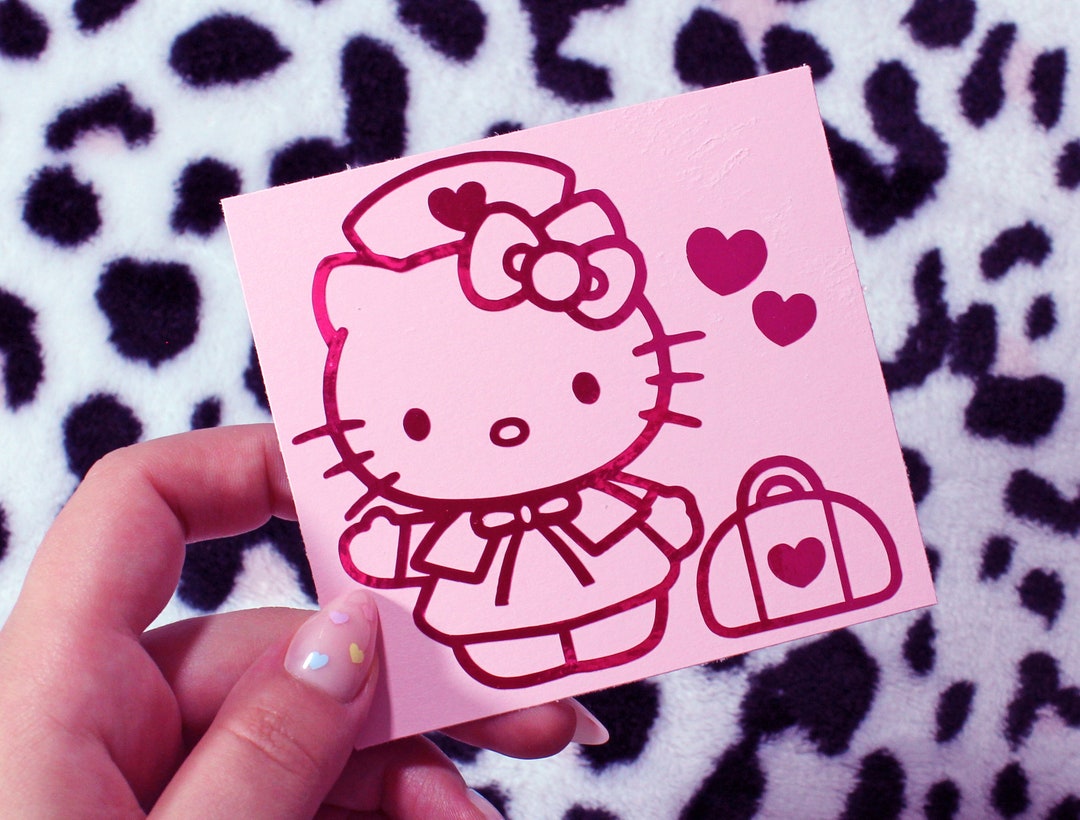 Nurse Kitty Vinyl Decal Hello Kitty Hello Kitty Bumper Sticker Car,  Motorcycle Laptop, Water Bottle Cute, Kawaii Holographic - Etsy