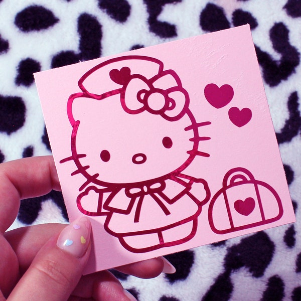 Nurse Kitty Vinyl Decal | Hello Kitty | Hello Kitty | Bumper Sticker | Car, Motorcycle | Laptop, Water Bottle | Cute, Kawaii | Holographic