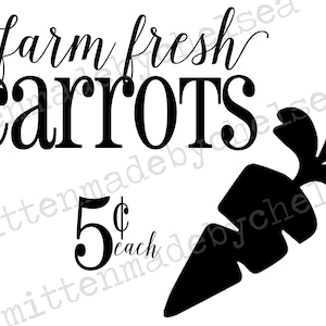 Farm Fresh Carrots DXF PDF SVG Digital Cut File