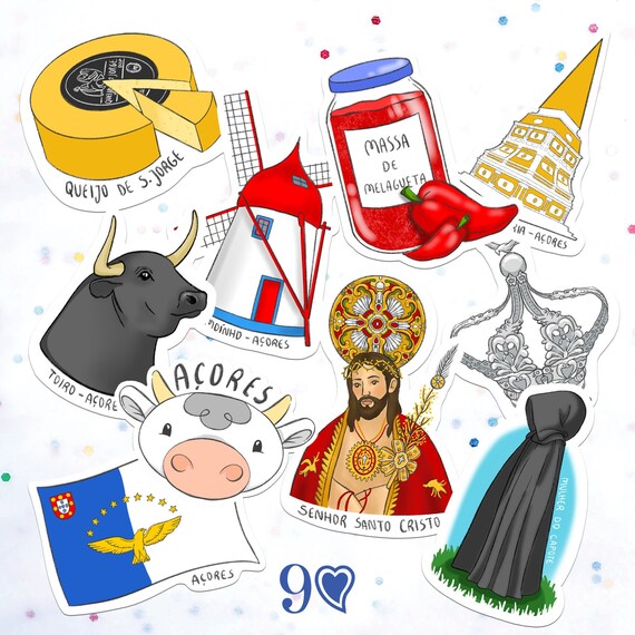 Azorean Sticker Pack of 10 Glossy Stickers Autocolantes | Etsy
