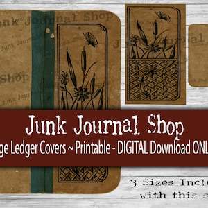Printable Vintage Ledger Covers- Digital Download Only!!!- 3 sizes in one set.