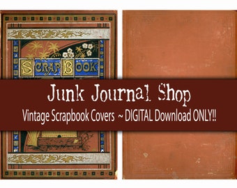 Vintage Scrap Book Cover-DIGITAL download only!!! Front and back cover, Junk journal cover, Junk Journal Shop