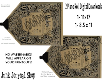 DIGITAL- Decorative Piano Roll Digital Download , Piano roll junk journal, Junk Journal Shop