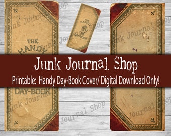 Printable Handy Day-Book Cover, Digital Ledger Cover, Vintage Ledger Cover, Vintage Ledgers, Junk Journal Shop