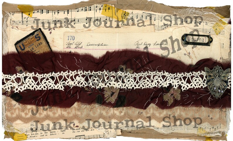Printable/ Digital- 2 Grungy/raggedy Journal Page/cover/ephemera ...