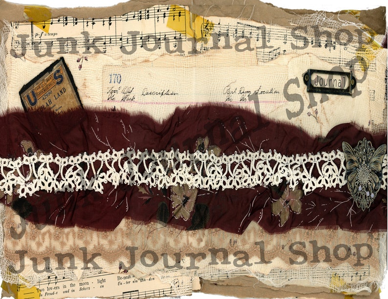 Printable/ Digital- 2 Grungy/raggedy Journal Page/cover/ephemera ...