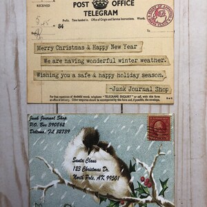 Christmas Telegram Postcards, DIGITAL download only, Junk Journal Christmas Cards image 2