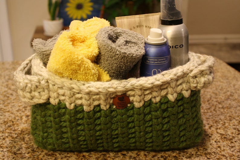 Beautiful Sturdy Farmhouse Crochet Basket Medium Crochet Etsy