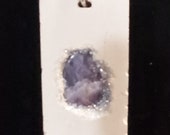 Cement necklace, with Amethyst gem and druzy glitter.