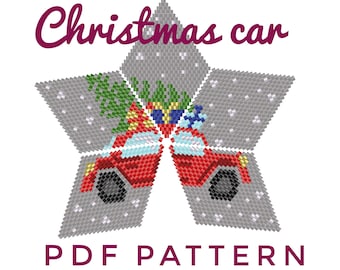 Christmas car beaded peyote star tutorial,  Christmas tree star pattern, Christmas ornament