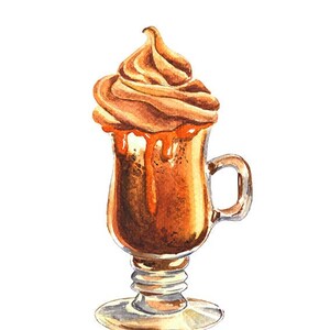 Afdrukbare wens aquarel koffie kaart svg. Grappige latte verjaardagskaart. Koffie muurkunst